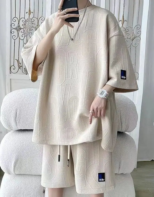 Load image into Gallery viewer, 2025 Men's New Waffle Summer Suit  Casual shirt + Shorts  Loose Fit