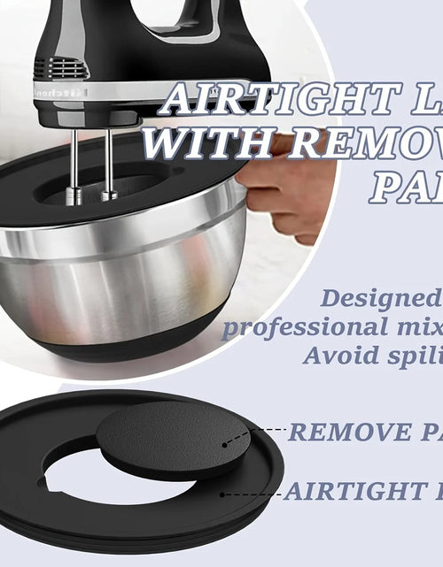 Load image into Gallery viewer, 8pcs Mixing Bowls with Airtight Lids Stainless Steel Mixing Bowl Set, Attachments  Bottoms, Black Kitchen Bowls, Baking Serving