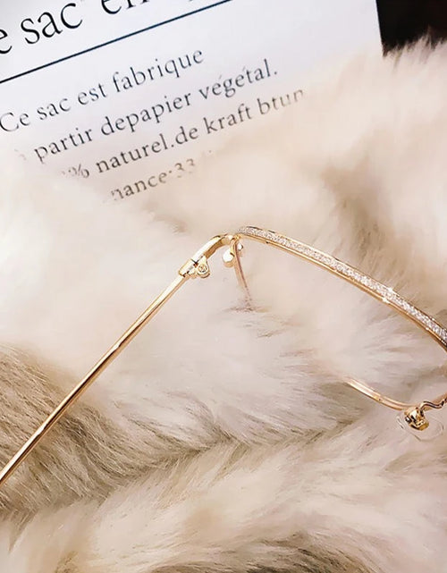 Load image into Gallery viewer, Oversized Anti Blue Light Glasses  Diamond Studded Oversized Square Eyeglasses With Glitter Frames