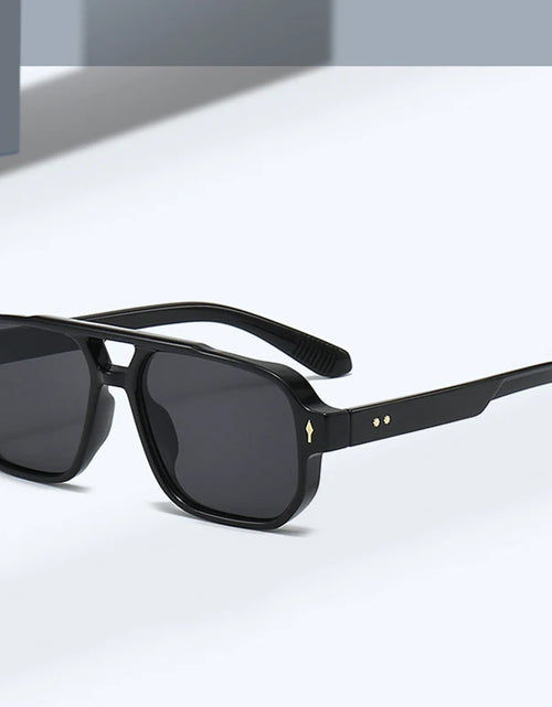 Load image into Gallery viewer, Vintage Double Bridges Men Square Sunglasses Fashion Clear Ocean Lens Eyewear  Trending Rivets Sun Glasses UV400