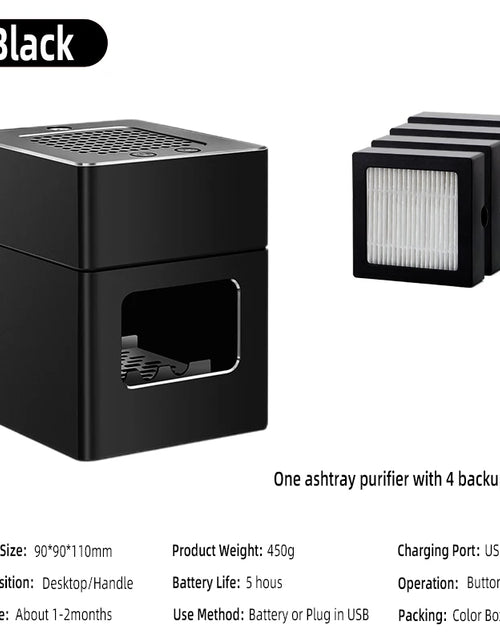 Load image into Gallery viewer, Ashtray Air Purifier USB Charging Anti Second-hand Smoke Desktop Ashtray Remove Odor Home Air Purifiers