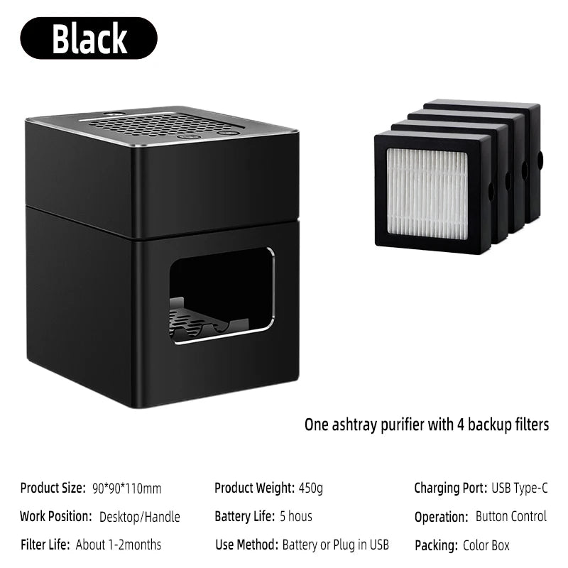 Ashtray Air Purifier USB Charging Anti Second-hand Smoke Desktop Ashtray Remove Odor Home Air Purifiers