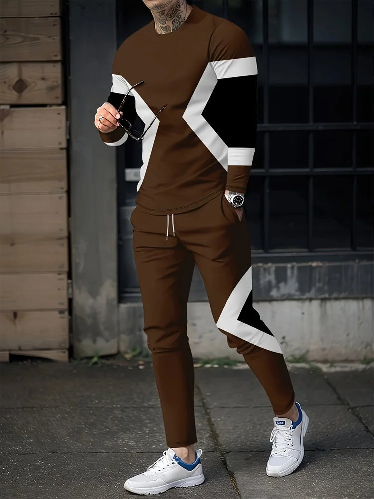 Spring Men's Long Sleeve Pant Sets  Printed Men's Set Everyday Fashion in Multiple color Variations