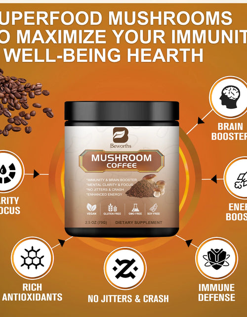 Load image into Gallery viewer, 10 in 1 Mushroom Coffee Mixed Reishi & Lion's Mane Mushrooms Support Immunity and Focus Health Boost Memory 70g NO-GMO