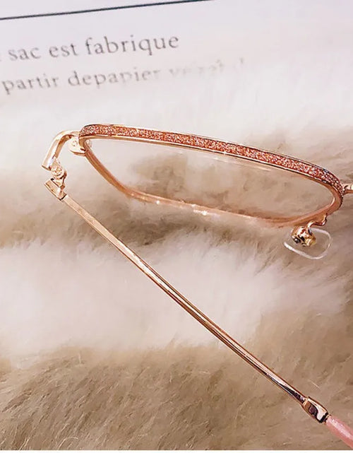 Load image into Gallery viewer, Oversized Anti Blue Light Glasses  Diamond Studded Oversized Square Eyeglasses With Glitter Frames