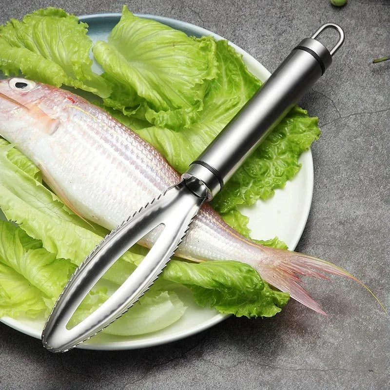 Stainless Steel Fish Scales Scraper Grater Eco-Friendly Kitchen Tool for Fast Cleaning And Bone Tweezers Seafood Gadget