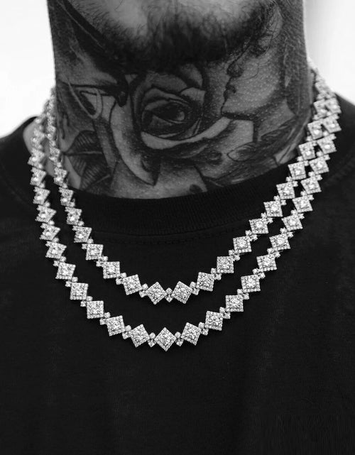 Load image into Gallery viewer, Bling CZ Hip Hop Charm Necklace for Men & Women Iced out Cluster Square Chain Fashion Jewelry