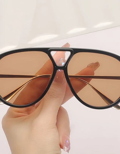 Load image into Gallery viewer, Fashion Punk Big Pilot Sunglasses Women Luxury 2025 Oversized Double Bridge Hollow Black Yellow Glasses Ladies Metal Female