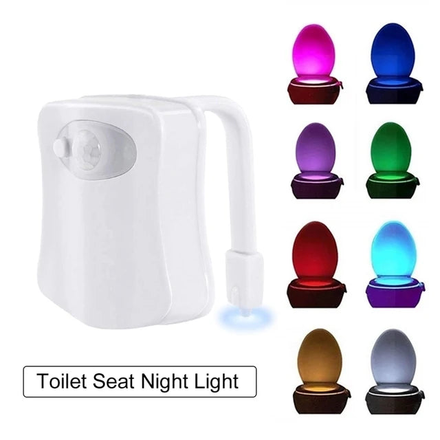 Smart Motion Sensor Toilet Seat Night Light 8 Colors Waterproof Backlight For Toilet Bowl LED Luminaria Lamp Toilet Light