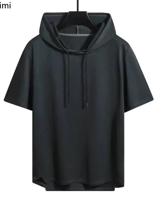 Load image into Gallery viewer, 2025 Men's Summer Hoodies T-shirts Short Sleeve Solid Color Loose Hooded Drawstring Pullover Tops