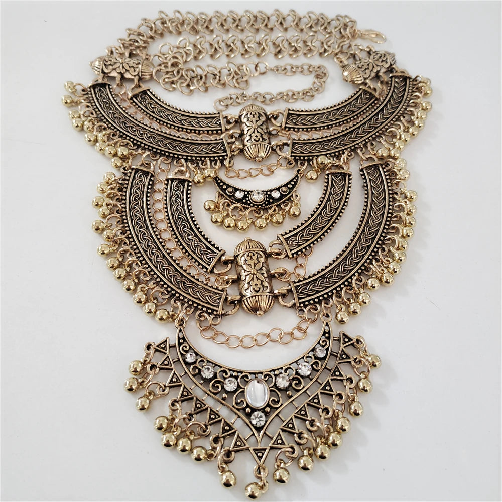 2025 New Indian Vintage Gypsy Baroque Statement Metal Necklace Earrings Women Jewelry Sets Retro Large Collar Choker Necklace