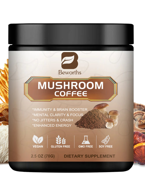 Load image into Gallery viewer, 10 in 1 Mushroom Coffee Mixed Reishi & Lion's Mane Mushrooms Support Immunity and Focus Health Boost Memory 70g NO-GMO