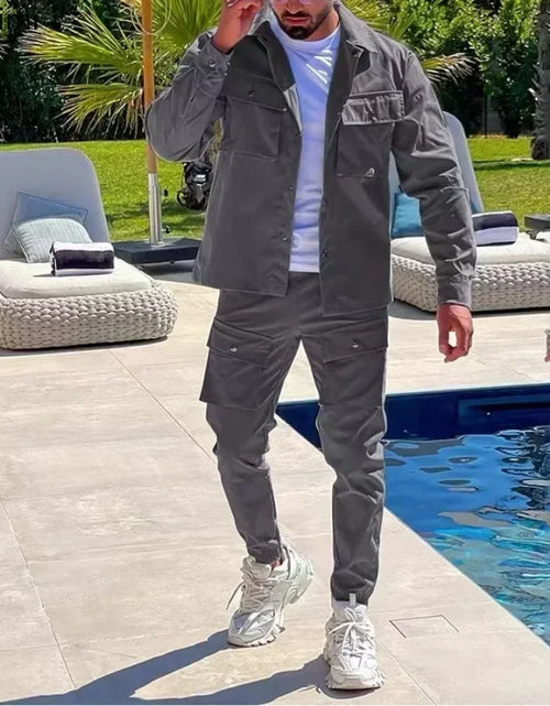 Load image into Gallery viewer, 2025 Fashion Men's Casual Sets Male Trend Streetwear Long Sleeve Jacket Coat