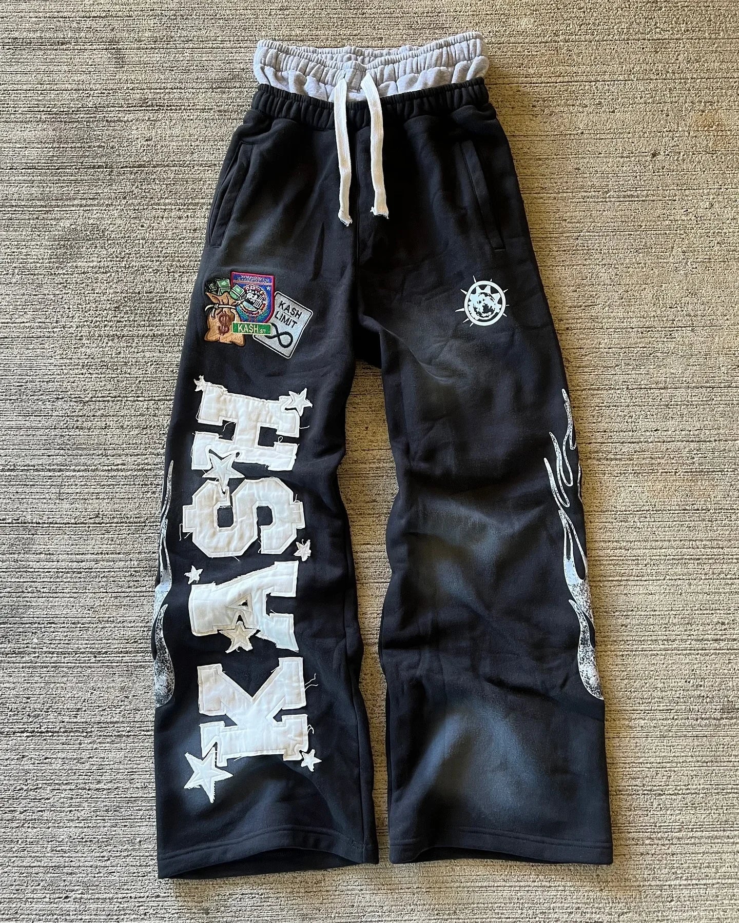 Sweatpants Men  Letter Patch Retro Double Layer Design Baggy Elastic Waist Jogging Casual Pants, Three different varieties