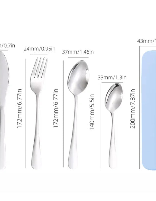 Load image into Gallery viewer, 4 Pieces of Knives, Forks, Spoons and Tableware, Tableware with Storage Box, Portable Tableware