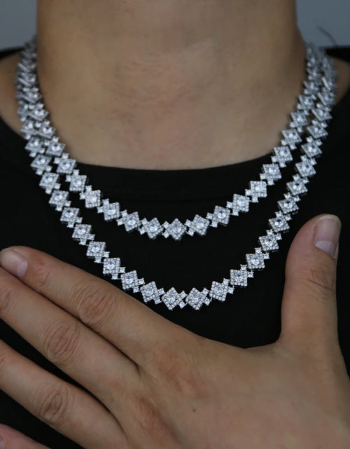 Load image into Gallery viewer, Bling CZ Hip Hop Charm Necklace for Men & Women Iced out Cluster Square Chain Fashion Jewelry