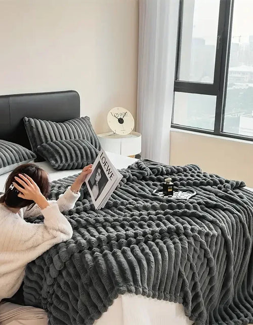 Load image into Gallery viewer, Simplicity Solid Color Thick Wide Strip Blanket