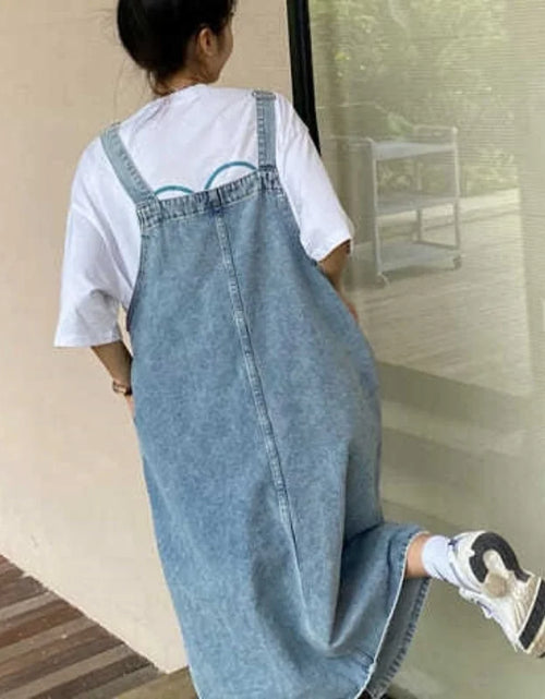Load image into Gallery viewer, Spring Denim Overall Dress Women Sleeveless Jeans Dresses Fashion Female Solid Slip Casual Loose Strap Dresses