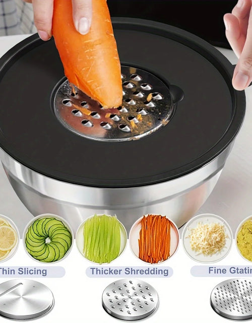 Load image into Gallery viewer, 8pcs Mixing Bowls with Airtight Lids Stainless Steel Mixing Bowl Set, Attachments  Bottoms, Black Kitchen Bowls, Baking Serving
