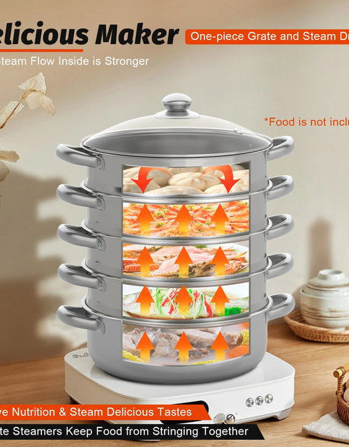 Load image into Gallery viewer, 5-Layer Stainless Steel Thick Steam Pot Large-Capacity Universal Cooking Steamer Pot for Healthy Food Cooking