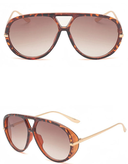 Load image into Gallery viewer, Fashion Punk Big Pilot Sunglasses Women Luxury 2025 Oversized Double Bridge Hollow Black Yellow Glasses Ladies Metal Female
