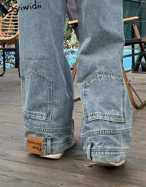 Load image into Gallery viewer, Fashion American Retro Baggy High Waisted Jeans Woman High Street Denim Pants Reversible Trousers Streetwear Loose Jeans
