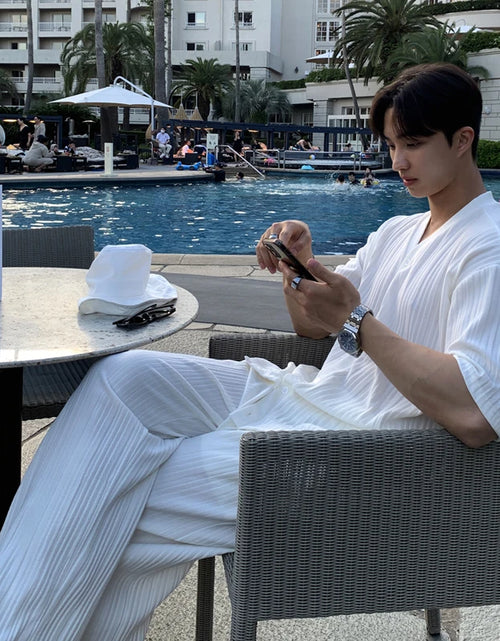 Load image into Gallery viewer, Summer Men's Loose Fashion Casual V-neck Short Sleeve T-shirt And Pants Drape Two-piece Sets Men Clothes