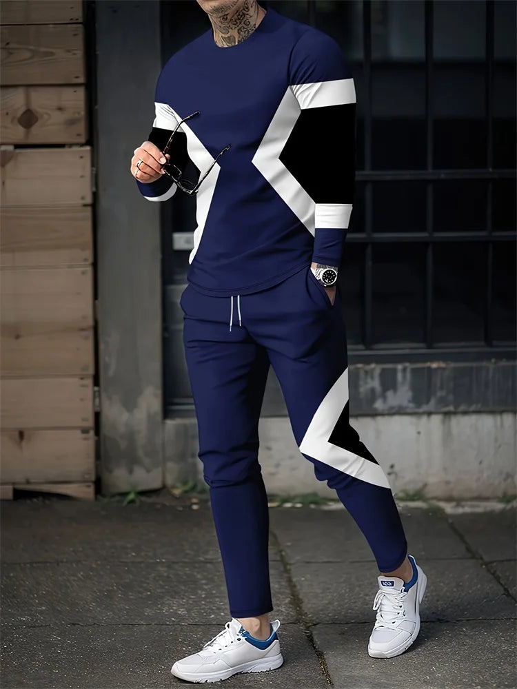 Spring Men's Long Sleeve Pant Sets  Printed Men's Set Everyday Fashion in Multiple color Variations