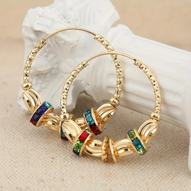 Retro Crescent Moon Hoop Earrings with Bohemian Water Drop Tassel - Eye-Catching for Women