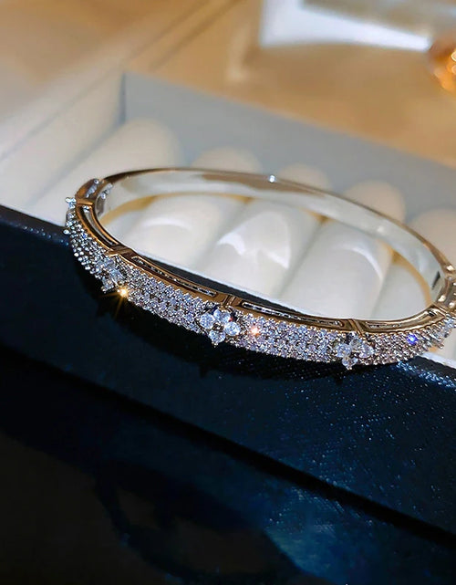 Load image into Gallery viewer, Four Leaf Flower Inlaid Shiny Zircon Bracelet  Elegant Delicate Vintage