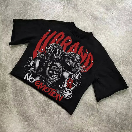 We Are All Alone Abstract Human Face Graphics Printed Cotton T-Shirt Men Y2K Short Sleeves Oversize vintage t shirt