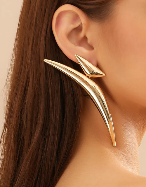 Load image into Gallery viewer, Exaggerated Geometry Long Curved Drop Earrings Fashion Aesthetics Thick Metal Triangular Earrings Women's Trendy