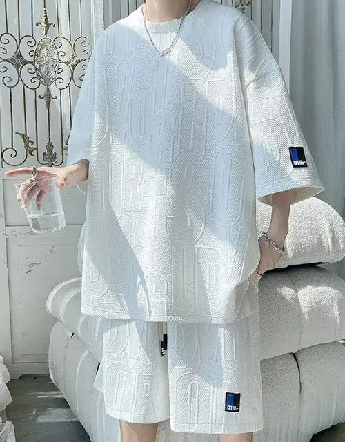 Load image into Gallery viewer, 2025 Men's New Waffle Summer Suit  Casual shirt + Shorts  Loose Fit
