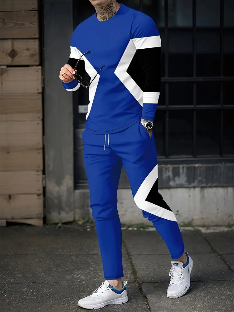 Spring Men's Long Sleeve Pant Sets  Printed Men's Set Everyday Fashion in Multiple color Variations