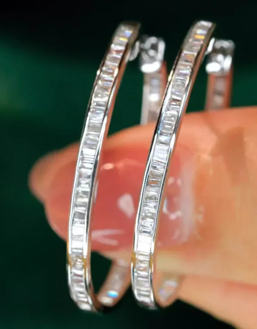 Load image into Gallery viewer, Large Shiny CZ Hoop Earrings Swanking Trendy  Jewelry