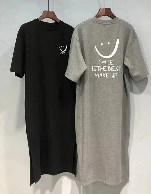 Load image into Gallery viewer, Women's  New Short Sleeved T-shirt Dress Loose Mid Length Over Knee Dress