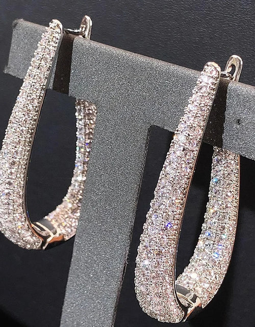 Load image into Gallery viewer, Gorgeous Silver Color Hoop Earrings Fashion Party Jewelry with Bright Zirconia Luxury