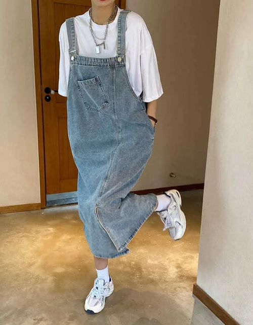Load image into Gallery viewer, Spring Denim Overall Dress Women Sleeveless Jeans Dresses Fashion Female Solid Slip Casual Loose Strap Dresses