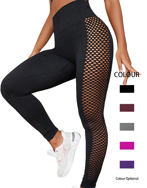 Load image into Gallery viewer, Solid Color Hollow out Sides Workout Leggings Stretchy High Waisted Push Up Yoga Gym Fitness Tights  Pants For Women