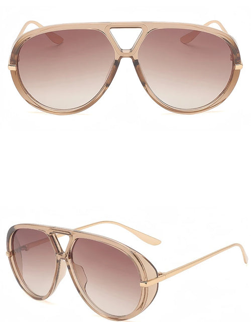 Load image into Gallery viewer, Fashion Punk Big Pilot Sunglasses Women Luxury 2025 Oversized Double Bridge Hollow Black Yellow Glasses Ladies Metal Female