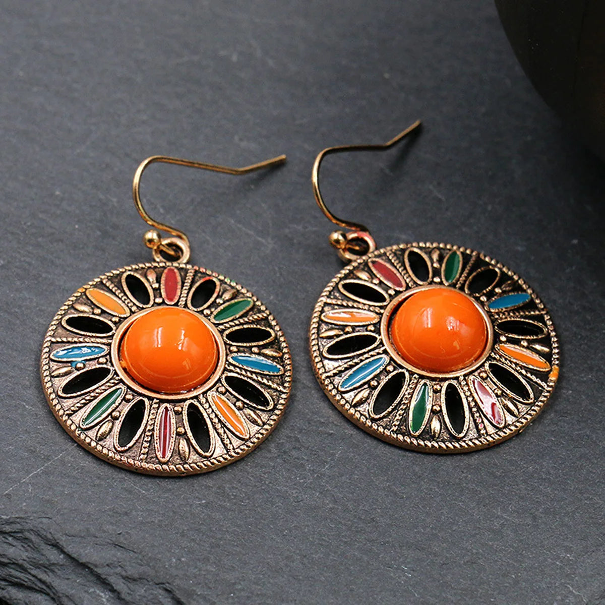 retro Bohemian style circular geometric women's earrings