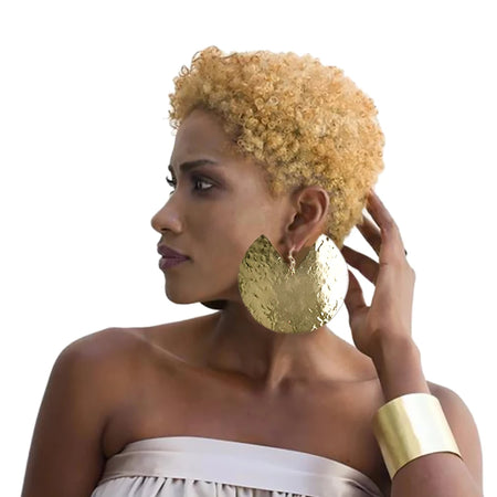 Oversized Fan-shaped Stainless Steel Dangle Earrings Alloy Big Drop Statement Earrings For Women