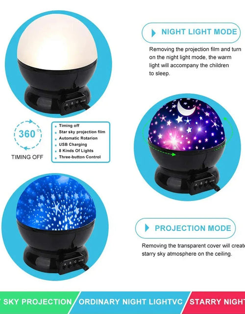 Load image into Gallery viewer, Star Projector Night Light Lamp Fun Gifts for Girls and Boys Rotating Star Sky Moon LED Lights Projector for Kids Bedroom Decor