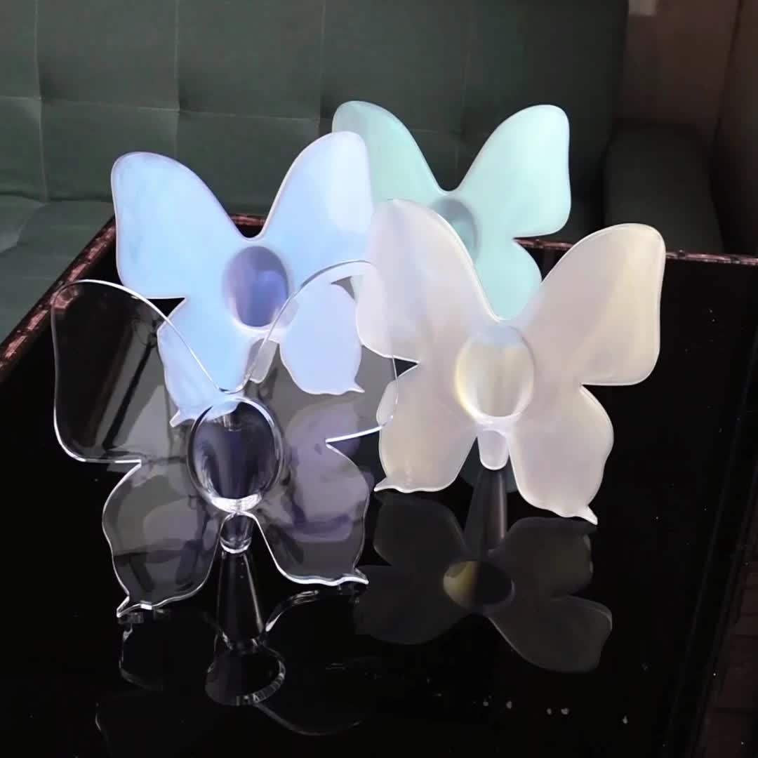 Butterfly Photo Frame Vase - Acrylic Square Floral Holder with Illuminated Wings, Battery-Free Decorative Art  Translucent Material