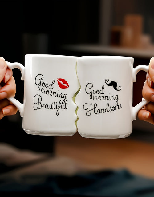 Load image into Gallery viewer, 2pcs, 360ml/12.1oz Ceramic Kissing Mug, Creative Couple Love Mug for Drinking Coffee Together