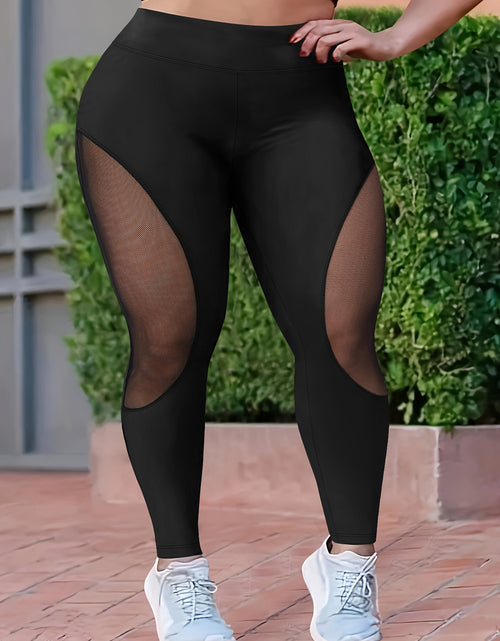 Load image into Gallery viewer, Plus Size High-Waisted Leggings with Breathable Stretch Fabric, Mesh Panels, Athletic Tights