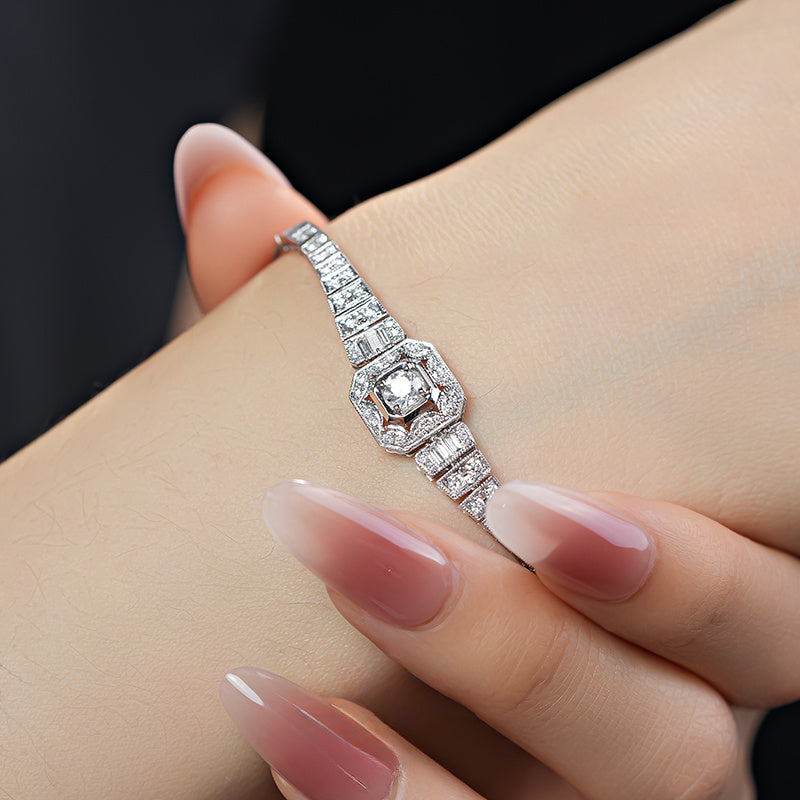 Luxury Moissanite Bracelet For Women Men, 925 Sterling Silver, 6.89inch D color Vvs1, Gorgeous Jewelry for Women Men,
