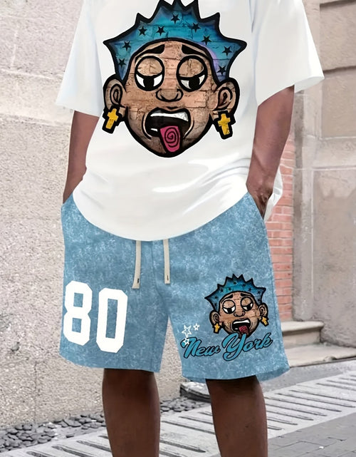 Load image into Gallery viewer, Men's Graphic T-Shirt - 220g Cotton Sporty Cartoon Print Tee with "Dad" Text, Regular Fit Short Sleeve Round Neck Casual Shirt for Casual Attire