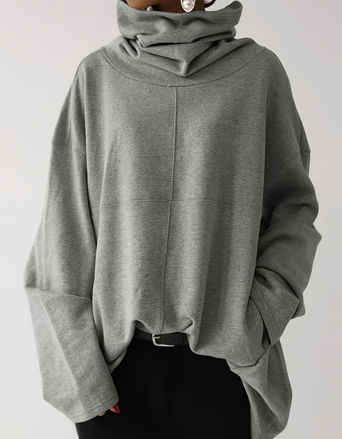 Load image into Gallery viewer, Plus Size, Women's Oversized Casual High Neck Pullover Hoodie with Front Pocket - Loose Fit Long Sleeve Solid Color Sweatshirt for Fall Winter, Plus Size Friendly