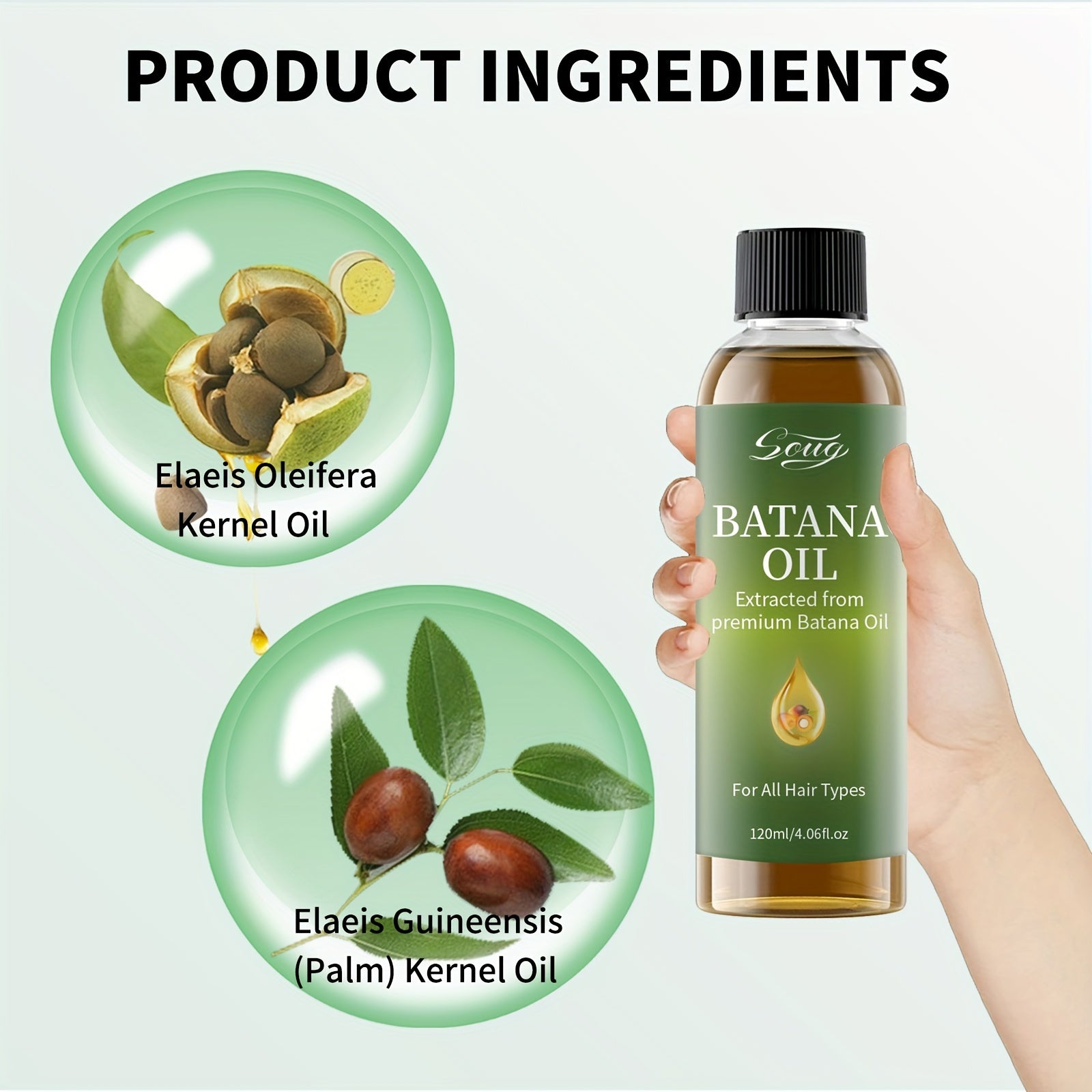 2pcs Hair Oil for Thicker Hair 2pcs Batana Hair Oil. Contains Batana Oil And Palm Kernel Oil. Provides All-around Care For Hair. Makes Hair Look Thicker And Healthier 120ml/4.06fl.oz*2